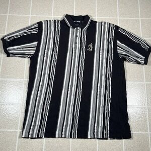 Vintage Cotton Traders Sport Polo Men's‎ XL Textured Coogi Style Striped 90s